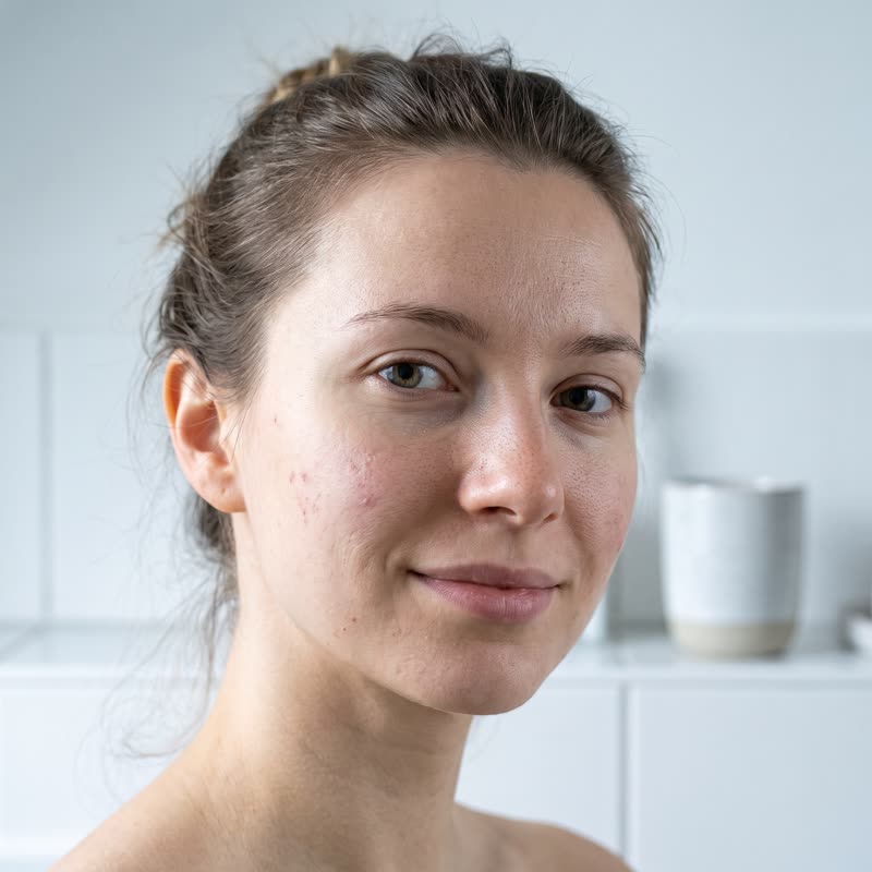 Peau jeune avec acné légère et pores dilatés